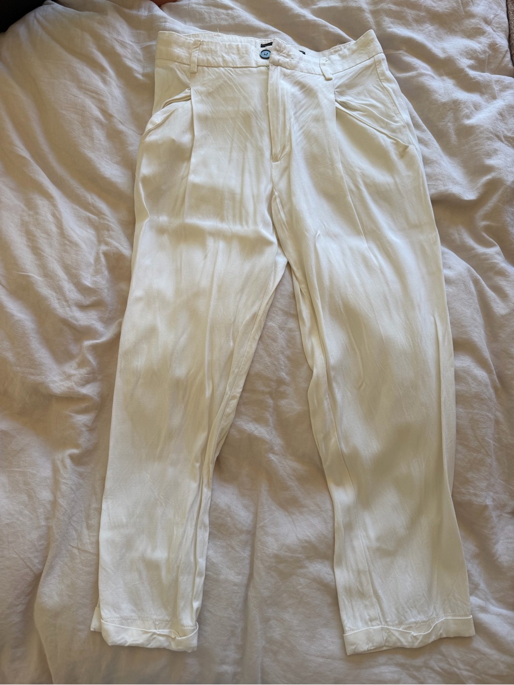Zara: Women’s Cream Tailored High-Waist Trousers size S